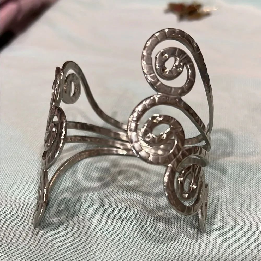 Intricate Silver Scrollwork Cuff Bracelet